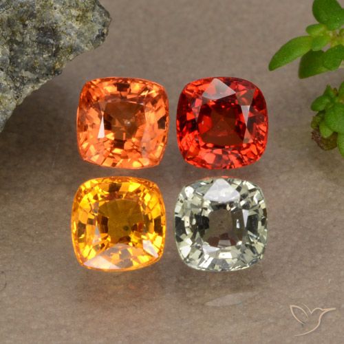 Mehrfarbig Saphir Edelstein - 0.6ct Kissenschliff (ID: 292799)