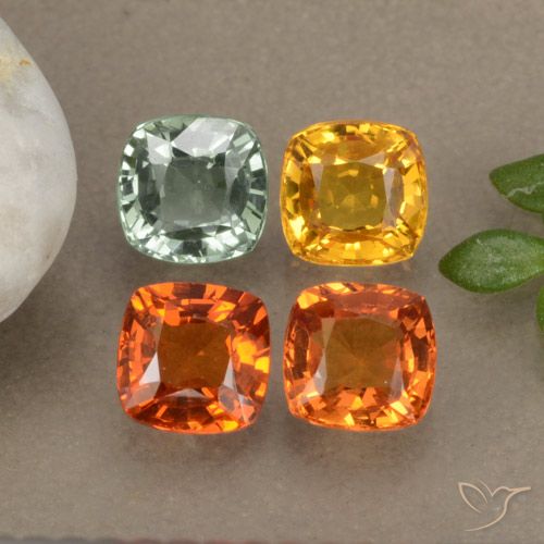 2.38 ctw Multicolor Sapphire Gemstones, Sapphire Gems in Cushion-Cut Shape for Sale.