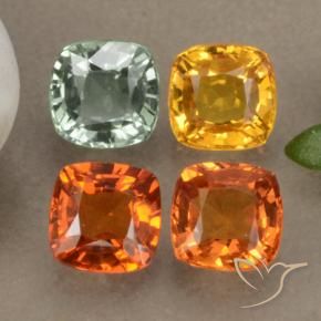 2.38 ctw Multicolor Sapphire Stones, Natural Sapphire in Cushion-Cut Shape for Sale