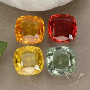 2.24 ctw Multicolor Sapphire Stones, Natural Sapphire in Cushion-Cut Shape for Sale