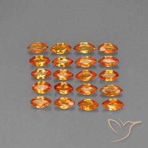 4.13 ctw Orange Sapphire Gemstones, Sapphire Gems in Marquise Facet Shape for Sale.