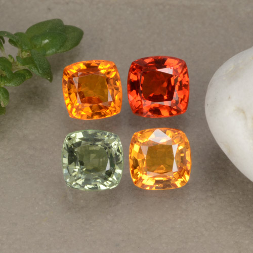 1.99 ctw Multicolor Sapphire Gemstones, Sapphire Gems in Cushion-Cut Shape for Sale.