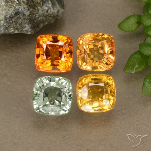 2.30 ctw Multicolor Sapphire Gemstones, Sapphire Gems in Cushion-Cut Shape for Sale.