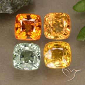 2.30 ctw Multicolor Sapphire Stones, Natural Sapphire in Cushion-Cut Shape for Sale