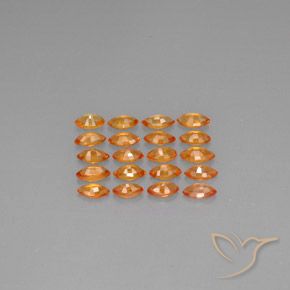 Sapphire Gemstones in 5 x 2.7 mm Size for Sale, Sapphire Stones in Medium Orange Color