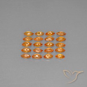 Sapphire Gemstones in 5 x 2.7 mm Size for Sale, Sapphire Stones in Deep Orange Color