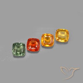 2.28 ctw Multicolor Sapphire Stones, Natural Sapphire in Cushion-Cut Shape for Sale