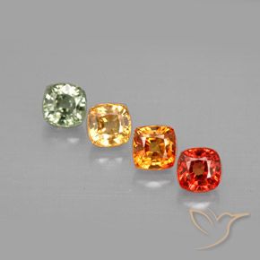 2.24 ctw Multicolor Sapphire Gemstones, Sapphire Gems in Cushion-Cut Shape for Sale.