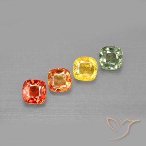 2.19 ctw Multicolor Sapphire Stones, Natural Sapphire in Cushion-Cut Shape for Sale