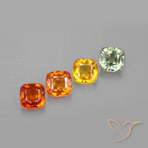 2.30 ctw Multicolor Sapphire Stones, Natural Sapphire in Cushion-Cut Shape for Sale