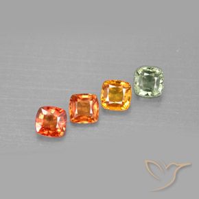 1.95 ctw Multicolor Sapphire Stones, Natural Sapphire in Cushion-Cut Shape for Sale