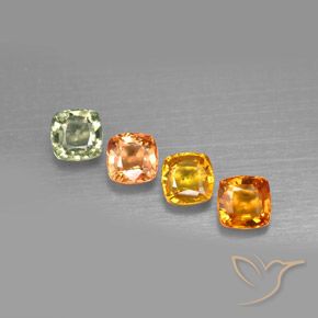 Lote de Zafiro Multicolor Forma Cojín de 4 piezas de Tanzania - Peso 2,55 ct en total / promedio. 0,64 ct cada uno, Tamaño 4,6 x 4,6mm, Color: Multicolor, Dureza Mohs 9 Adecuado para joyas de uso diario, Año de la piedra preciosa del tigre, Photo A