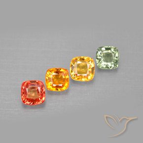 2.64 ctw Multicolor Sapphire Stones, Natural Sapphire in Cushion-Cut Shape for Sale