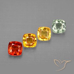 1.96 ctw Multicolor Sapphire Gemstones, Sapphire Gems in Cushion-Cut Shape for Sale.