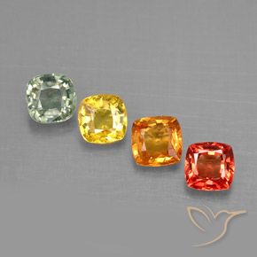 1.66 ctw Multicolor Sapphire Stones, Natural Sapphire in Cushion-Cut Shape for Sale