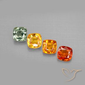2.49 ctw Multicolor Sapphire Gemstones, Sapphire Gems in Cushion-Cut Shape for Sale.