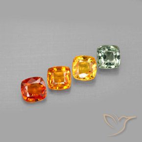 2.49 ctw Multicolor Sapphire Stones, Natural Sapphire in Cushion-Cut Shape for Sale