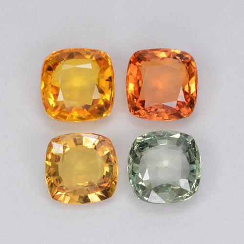 2.22 ctw Multicolor Sapphire Gemstones, Sapphire Gems in Cushion-Cut Shape for Sale.