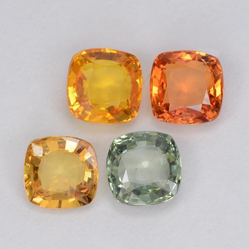 2.22 ctw Multicolor Sapphire Stones, Natural Sapphire in Cushion-Cut Shape for Sale