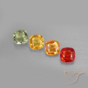 2.38 ctw Multicolor Sapphire Gemstones, Sapphire Gems in Cushion-Cut Shape for Sale.