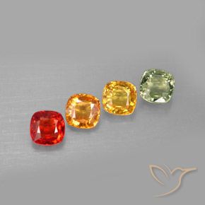 2.38 ctw Multicolor Sapphire Stones, Natural Sapphire in Cushion-Cut Shape for Sale