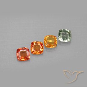 1.49 ctw Multicolor Sapphire Stones, Natural Sapphire in Cushion-Cut Shape for Sale