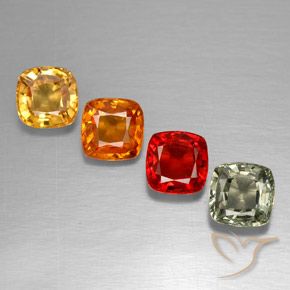2.17 ctw Multicolor Sapphire Gemstones, Sapphire Gems in Cushion-Cut Shape for Sale.