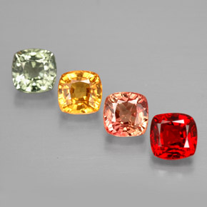 2.21 ctw Multicolor Sapphire Gemstones, Sapphire Gems in Cushion-Cut Shape for Sale.
