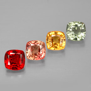 2.21 ctw Multicolor Sapphire Stones, Natural Sapphire in Cushion-Cut Shape for Sale