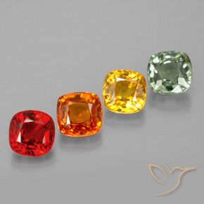 2.51 ctw Multicolor Sapphire Stones, Natural Sapphire in Cushion-Cut Shape for Sale