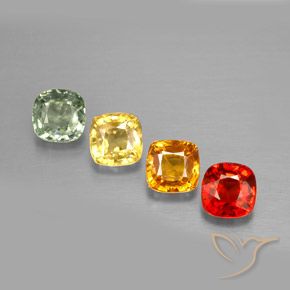 1.92 ctw Multicolor Sapphire Gemstones, Sapphire Gems in Cushion-Cut Shape for Sale.