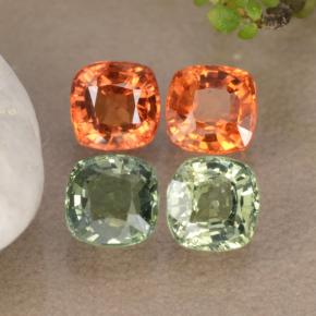 2.53 ctw Multicolor Sapphire Gemstones, Sapphire Gems in Cushion-Cut Shape for Sale.