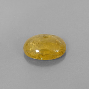 4.29 ct Yellow Sapphire Gemstone, Sapphire Gem in Oval Cabochon Shape for Sale.
