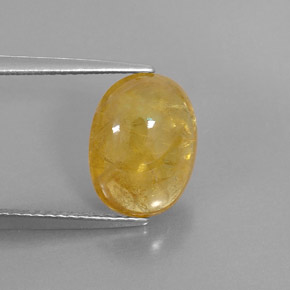 4.29 ct Yellow Sapphire Stone, Natural Sapphire in Oval Cabochon Shape for Sale