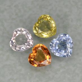 1.35 ctw Multicolor Sapphire Stones, Natural Sapphire in Heart Facet Shape for Sale
