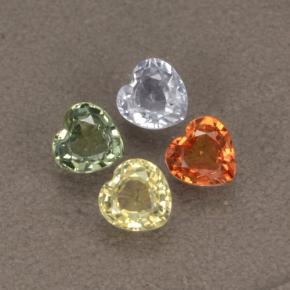1.32 ctw Multicolor Sapphire Gemstones, Sapphire Gems in Heart Facet Shape for Sale.