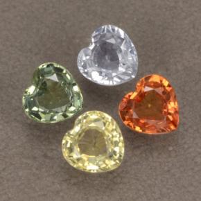 1.32 ctw Multicolor Sapphire Stones, Natural Sapphire in Heart Facet Shape for Sale