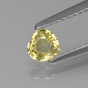 0.38 ct Yellow Sapphire Gemstone, Sapphire Gem in Heart Facet Shape for Sale.