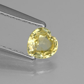 0.38 ct Yellow Sapphire Stone, Natural Sapphire in Heart Facet Shape for Sale