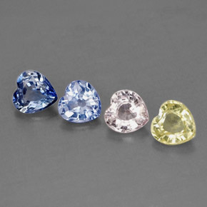 1.45 ct Multicolor Sapphire Gemstone, Sapphire Gem in Heart Facet Shape for Sale.