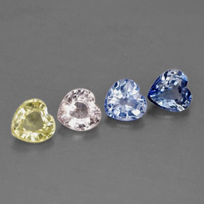 1.45 ct Multicolor Sapphire Stone, Natural Sapphire in Heart Facet Shape for Sale