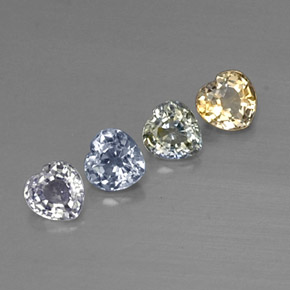 1.31 ctw Multicolor Sapphire Stones, Natural Sapphire in Heart Facet Shape for Sale