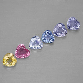 2.28 ct Multicolor Sapphire Stone, Natural Sapphire in Heart Facet Shape for Sale