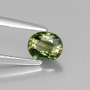 0.51 ct Green Sapphire Stone, Natural Sapphire in Oval Facet Shape for Sale