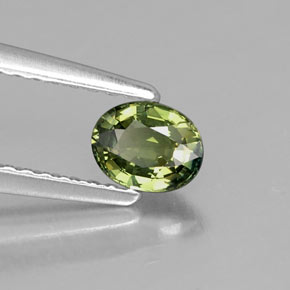 0.51 ct Green Sapphire Stone, Natural Sapphire in Oval Facet Shape for Sale
