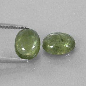 5.70 ct Green Sapphire Stone, Natural Sapphire in Oval Cabochon Shape for Sale