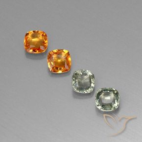 Lote de 4 piezas de Zafiro Multicolor Forma Cojín de Tanzania - Tamaño 4,2 x 4,1mm, peso 1,57 ct en total / promedio. 0,39 ct cada uno, dureza de Mohs 9 Adecuado para joyas de uso diario, Jueves de piedras preciosas, Photo A