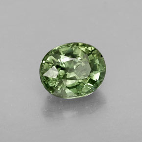 0.64 ct Green Sapphire Stone, Natural Sapphire in Oval Facet Shape for Sale