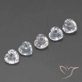 1.69 ctw White Sapphire Gemstones, Sapphire Gems in Heart Facet Shape for Sale.