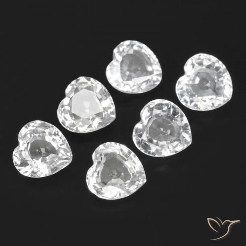 Saphir blanc en vrac de 2,72 ct, taille cœur de 4,5 x 4,4 mm du Sri Lanka, Photo A